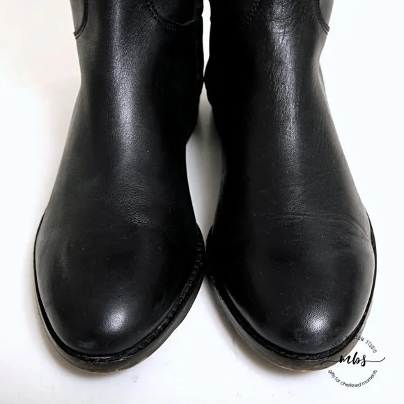 Arturo Chiang Enchante Leather Tall Boots Silver Conchos Black Women Size 8.5