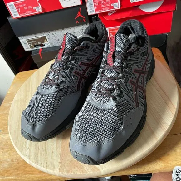 Asics Gel Venture 8‎ Mens Size 11.5 Shoes Gray Black Red Running Sneakers Trail