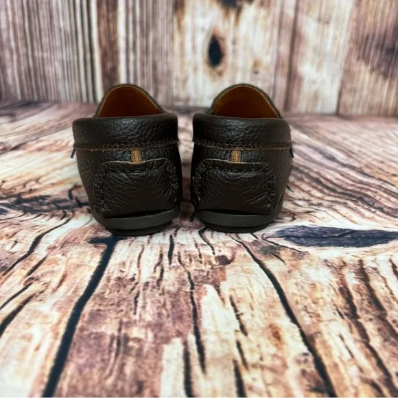 𝅺Atlanta Moccasin Brown Tooled Leather Slip On Shoe New Size 34