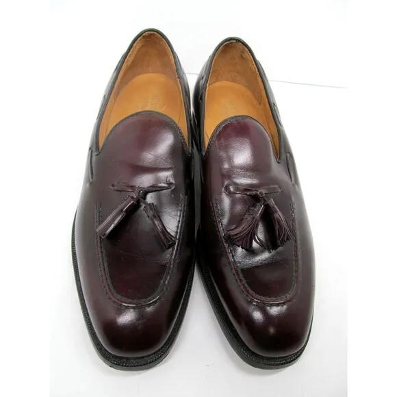 Austin Reed Of Regent Street Mens Burgundy Leather Tasseled Loafers Size US 9 M