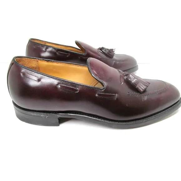 Austin Reed Of Regent Street Mens Burgundy Leather Tasseled Loafers Size US 9 M