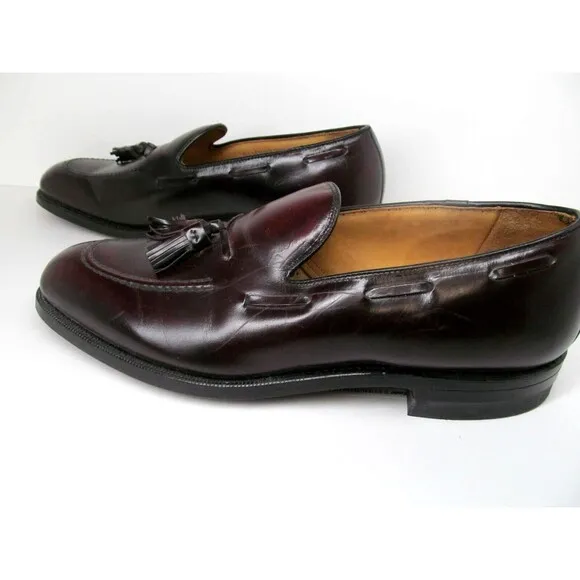 Austin Reed Of Regent Street Mens Burgundy Leather Tasseled Loafers Size US 9 M