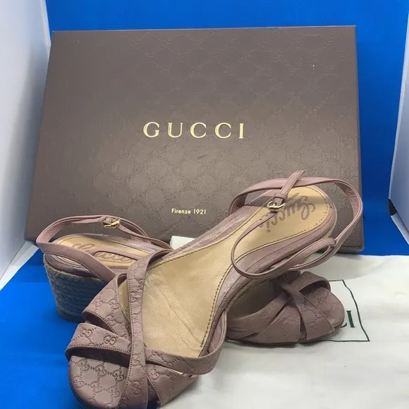 Authentic Gucci Sandals Espadrille  294362, Size EU 37 1/2 US 7 1/2- mystic Pink