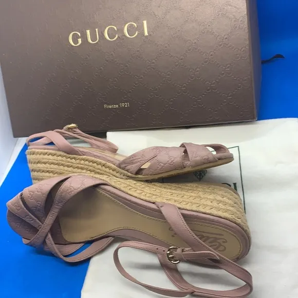 Authentic Gucci Sandals Espadrille  294362, Size EU 37 1/2 US 7 1/2- mystic Pink