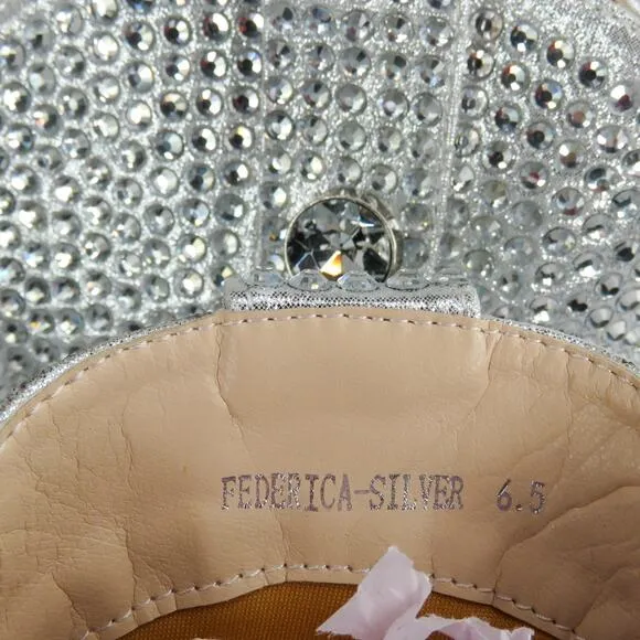 Azalea Wang Federica Silver Crystal Shortie Western Cowgirl Boots Rhinestone 6.5