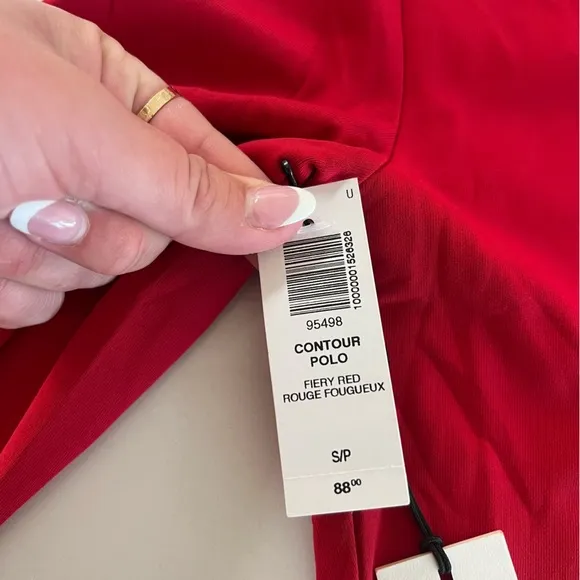 Babaton Contour Polo Longsleeve Dress - Firery Red
