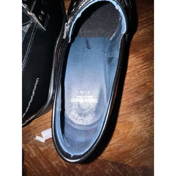 Bacco Bucci  Black Patent Leather  Top Strap Detail Made n Italy  Loafers  10.5W