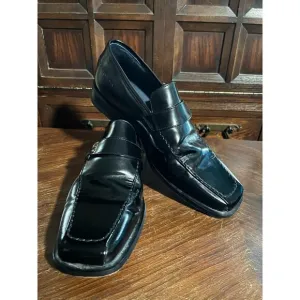 Bacco Bucci  Black Patent Leather  Top Strap Detail Made n Italy  Loafers  10.5W