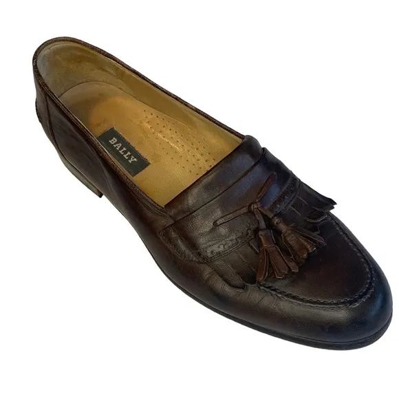 Bally Leather Tassel Accent Loafers