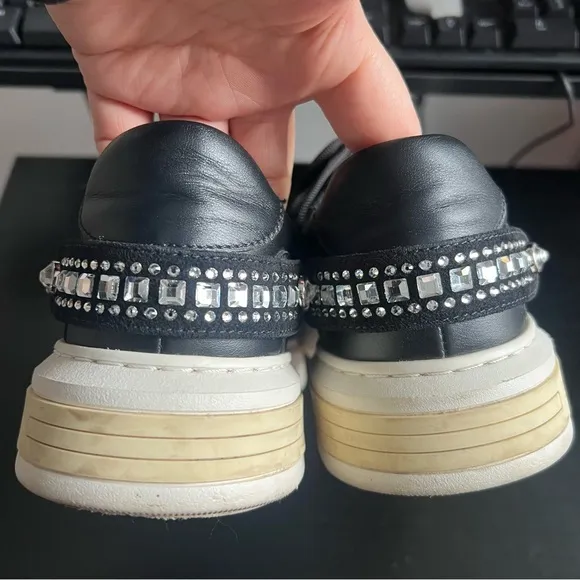 Bally Malya Women's Black Calf Plain Sneakers Size 7.5