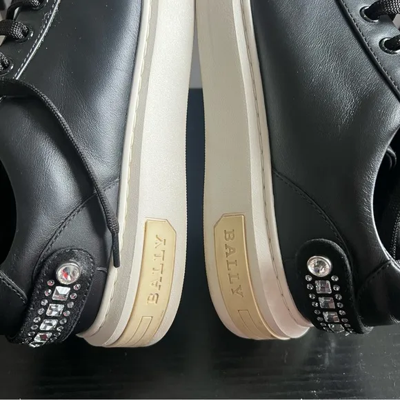 Bally Malya Women's Black Calf Plain Sneakers Size 7.5