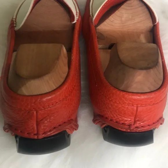 Bally Men's Orange &amp; White Leather Slip-on Loafers Sz 9d