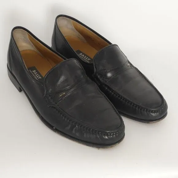 Bally Parawet Black Leather Loafers‎ Men's 8.5 EEE