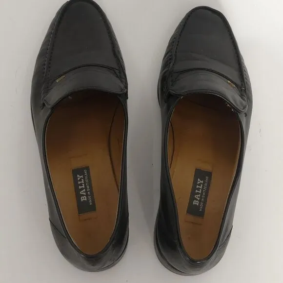Bally Parawet Black Leather Loafers‎ Men's 8.5 EEE