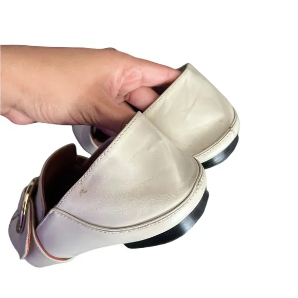 BALLY The Lottie Leather Buckle Beige Loafers Mules Slip Ons