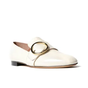 BALLY The Lottie Leather Buckle Beige Loafers Mules Slip Ons