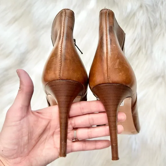 Barneys New York Western Stiletto Leather Ankle Boots in Brown Size 38