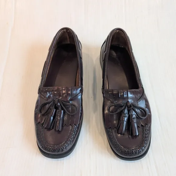 BASS Peak Men's Brown Leather Tasseled Loafers Size 7
