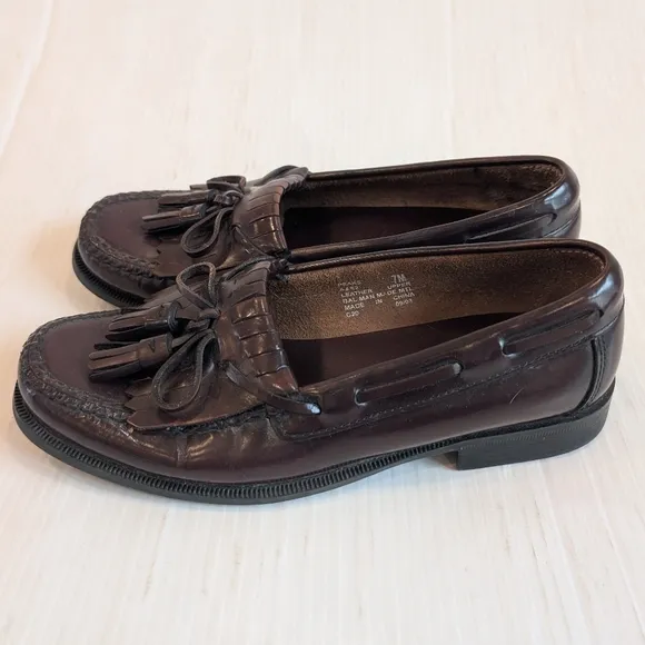 BASS Peak Men's Brown Leather Tasseled Loafers Size 7