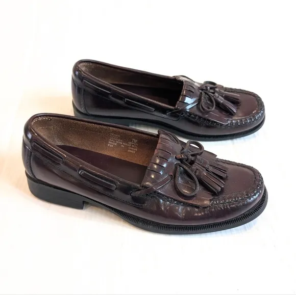 BASS Peak Men's Brown Leather Tasseled Loafers Size 7