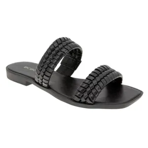 BCBGeneration Women's Lara Flat Slide Sandals Black Size 8