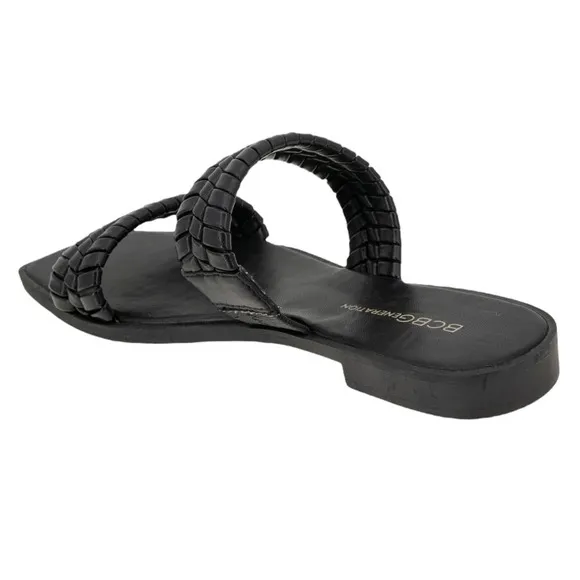 BCBGeneration Women's Lara Flat Slide Sandals Black Size 8