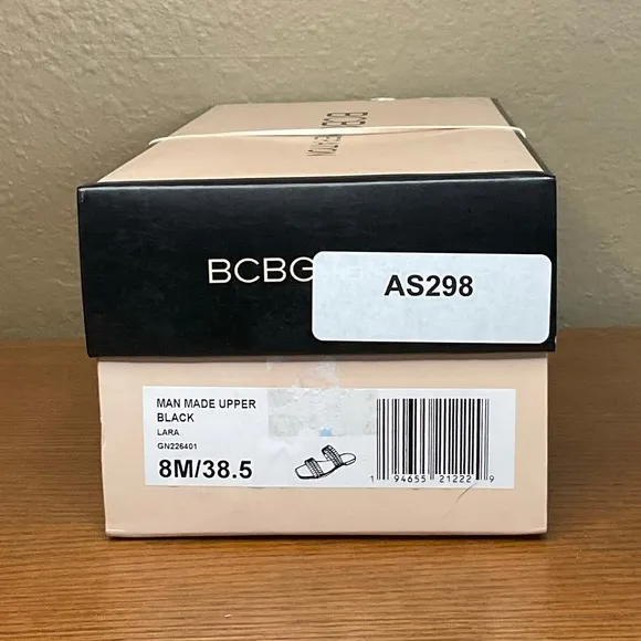 BCBGeneration Women's Lara Flat Slide Sandals Black Size 8