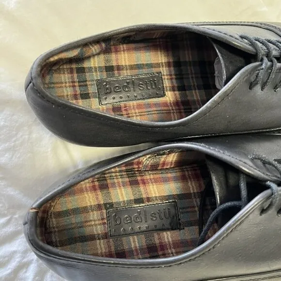 Bed Stu Leather Derby Loafers Oxfords Lace Up Casual Black Size 12