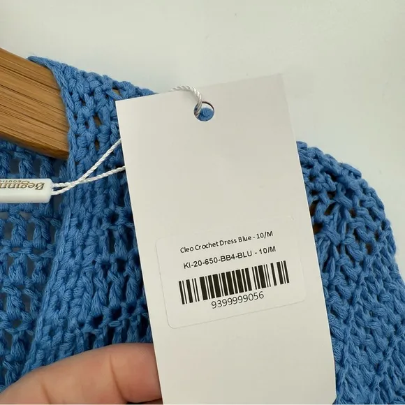 Beginning Boutique Cleo Crochet Cut-Out Dress in Blue Size US 6