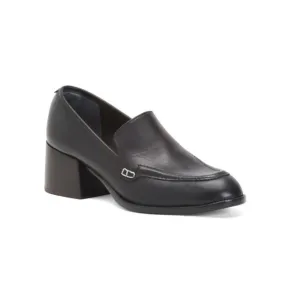 BERNARDO Black Made In Brazil Leather Eryn Heeled Loafers