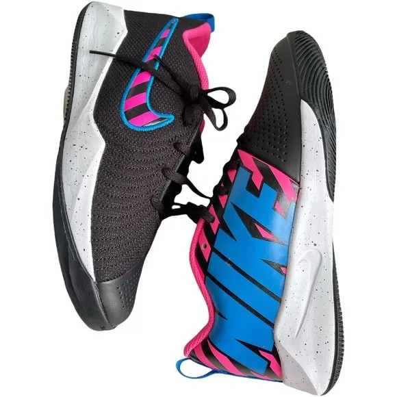 Big Kid Sneakers Size 5.5Y NIKE Team Hustle Quick 2 (GS) Black Blue-Pink