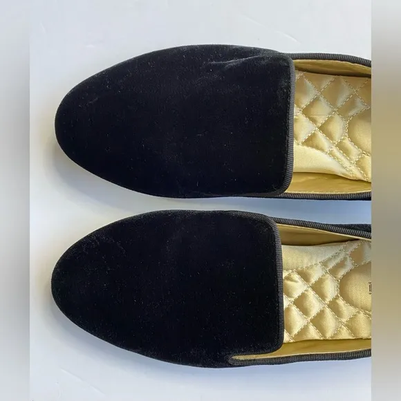 Birdies Starling Velvet Flats Womens 6 Black Quilted Insole Slip On Comfort