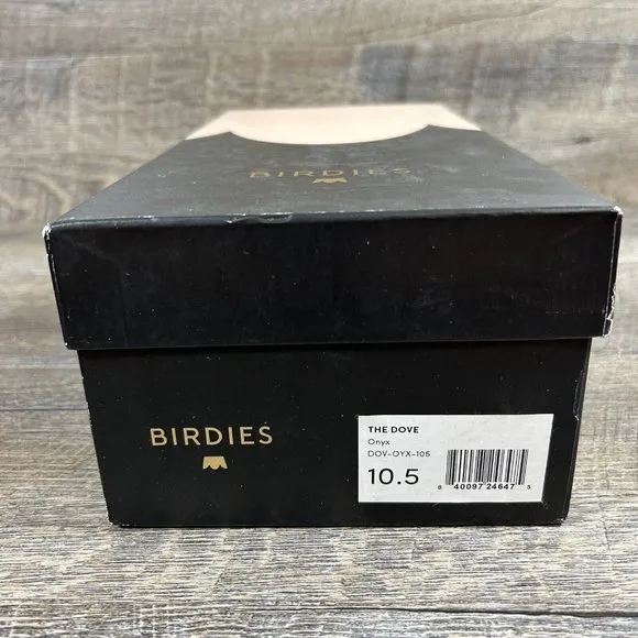 Birdies The Dove Fur Cuff Slip On Slide Slipper Onyx Black Mules Flats