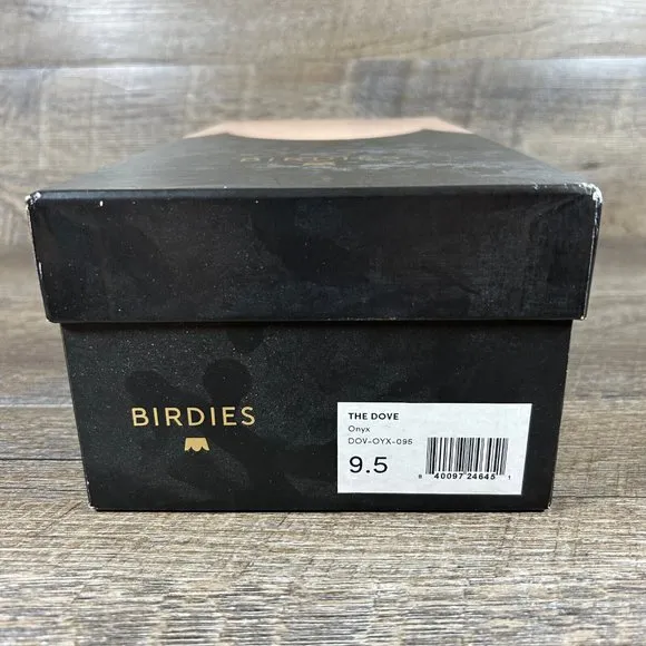 Birdies The Dove Fur Cuff Slip On Slide Slipper Onyx Black Mules Flats