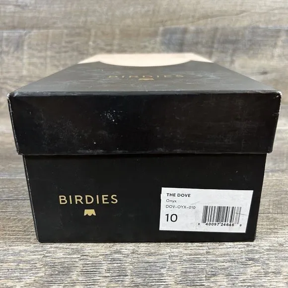 Birdies The Dove Fur Cuff Slip On Slide Slipper Onyx Black Mules Flats