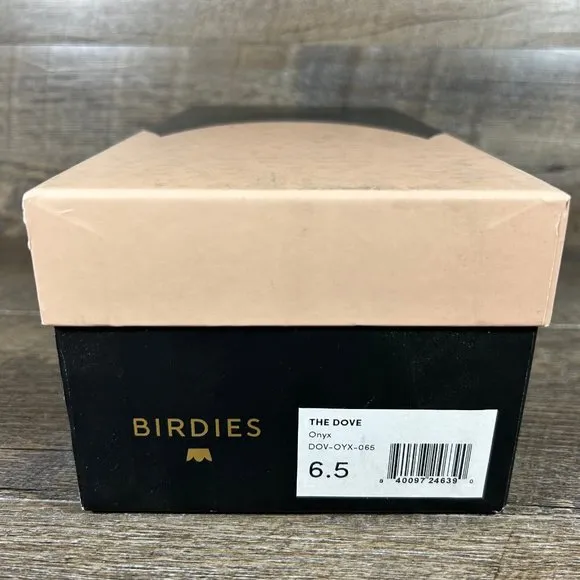 Birdies The Dove Fur Cuff Slip On Slide Slipper Onyx Black Mules Flats