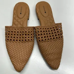 Birdies The Dove Vegan Leather Woven Point Toe Mules Flats Shoes Tan Brown 8