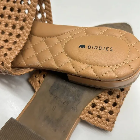 Birdies The Dove Vegan Leather Woven Point Toe Mules Flats Shoes Tan Brown 8