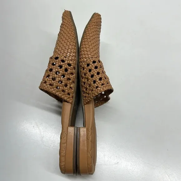 Birdies The Dove Vegan Leather Woven Point Toe Mules Flats Shoes Tan Brown 8