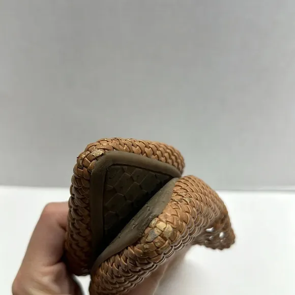 Birdies The Dove Vegan Leather Woven Point Toe Mules Flats Shoes Tan Brown 8