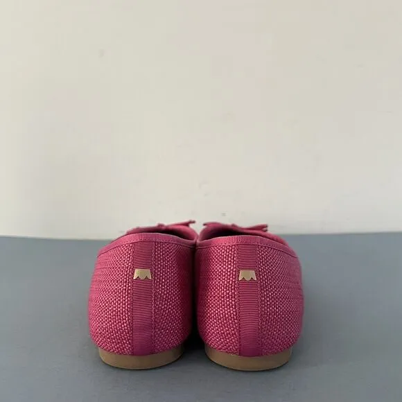 Birdies The Goldfinch Raspberry Raffia Bow Ballet Pointed Toe Flats