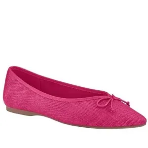 Birdies The Goldfinch Raspberry Raffia Bow Ballet Pointed Toe Flats