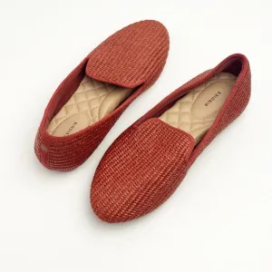 BIRDIES The Starling Coffee Woven Raffia Vegan Leather Slip On Flats, Size 6.5