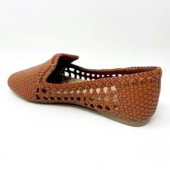 Birdies The Starling Cognac Woven Womens Vegan Leather Slip On Flats Loafers