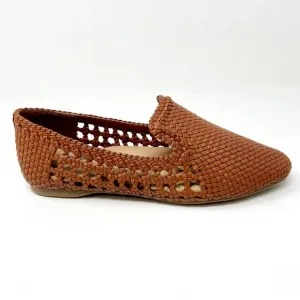 Birdies The Starling Cognac Woven Womens Vegan Leather Slip On Flats Loafers