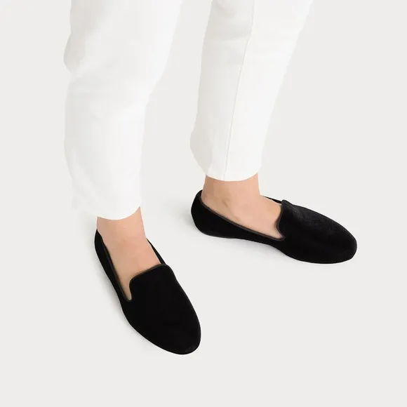 Birdies The Starling Crushed Black Velvet Slip on Flats