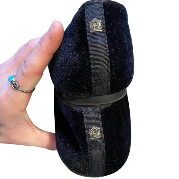 Birdies The Starling Crushed Black Velvet Slip on Flats