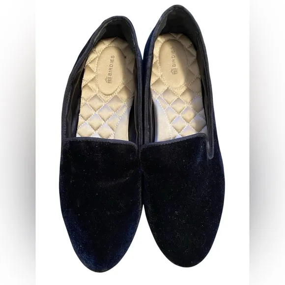 Birdies The Starling Crushed Black Velvet Slip on Flats