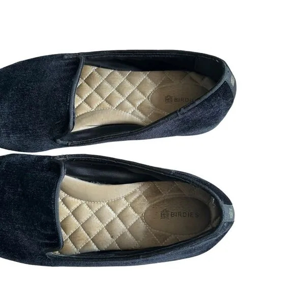 Birdies The Starling Flats in Black Velvet Size 9