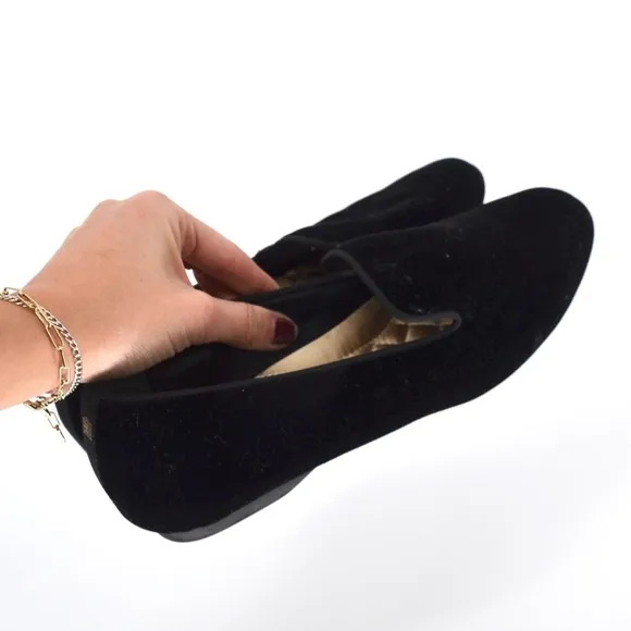 Birdies The Starling Velvet Smoking Slipper Loafers Slip On Flats Black Size 7.5
